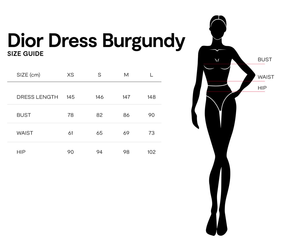 Size chart for Dior Dress Burgundy