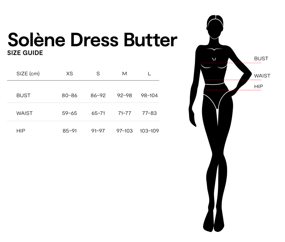 Size chart for Solène Dress Butter